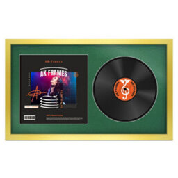 "30X17"" Gold Modern Vinyl Record Frame With Emerald Mount For 12 Inch Lp Album Cover & Disc - Ak Frames"