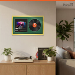 "30X17"" Gold Modern Vinyl Record Frame With Emerald Mount For 12 Inch Lp Album Cover & Disc - Ak Frames" - thumbnail 5