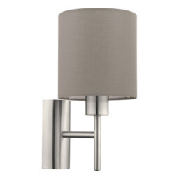 Eglo Pasteri Taupe And Satin Nickel Metal And Fabric Wall Light, (D) 15Cm - thumbnail 2