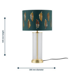 First Choice Lighting Aura - Satin Brass Table Lamp With Green Fern Cut Out Silver Shade - thumbnail 8