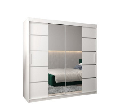 Arte Verona 04 Contemporary 2 Mirrored Sliding Door Wardrobe 9 Shelves 2 Rails White Matt (H)2000mm (W)2000mm (D)620mm - image 1