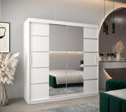 Arte Verona 04 Contemporary 2 Mirrored Sliding Door Wardrobe 9 Shelves 2 Rails White Matt (H)2000mm (W)2000mm (D)620mm - thumbnail 2