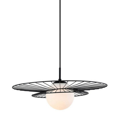 Luminosa Lighting Luminosa Modern Hanging Pendant Black 1 Light  With White Shade, E27 - image 1