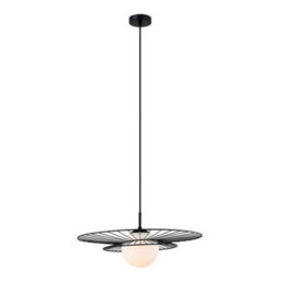 Luminosa Lighting Luminosa Modern Hanging Pendant Black 1 Light  With White Shade, E27 - thumbnail 2