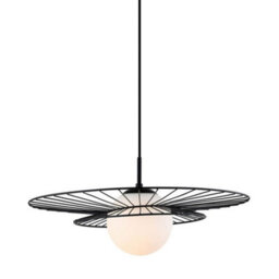 Luminosa Lighting Luminosa Modern Hanging Pendant Black 1 Light  With White Shade, E27 - thumbnail 1
