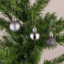Shatchi 30mm/12Pcs Christmas Baubles Shatterproof Dark Grey,tree Decorations - thumbnail 2