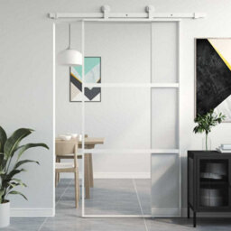 Walplus Sliding Door White 102.5X205 Cm Tempered Glass And Aluminium - thumbnail 1