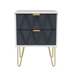 Pesaro Ready Assembled Matt Indigo & White No Effect 2 Drawer Bedside Chest (H)505mm (W)395mm (D)415mm - thumbnail 2