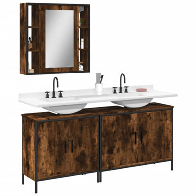 Berkfield 3 Piece Bathroom Cabinet Set Smoked Oak Engineered Wood - image 1