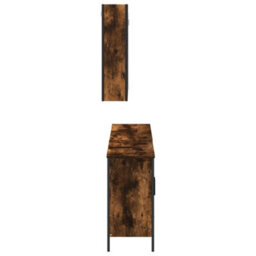 Berkfield 3 Piece Bathroom Cabinet Set Smoked Oak Engineered Wood - thumbnail 7