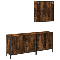 Berkfield 3 Piece Bathroom Cabinet Set Smoked Oak Engineered Wood - thumbnail 8