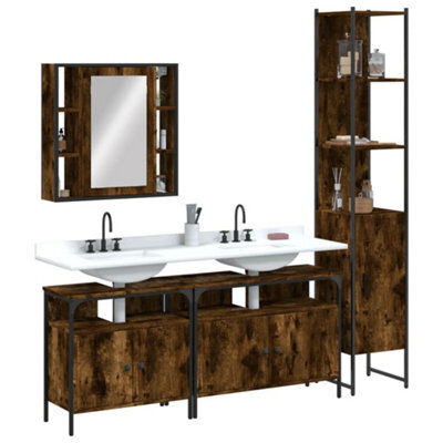 Berkfield 4 Piece Bathroom Cabinet Set Smoked Oak Engineered Wood - image 1