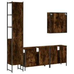 Berkfield 4 Piece Bathroom Cabinet Set Smoked Oak Engineered Wood - thumbnail 8