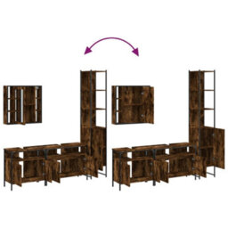 Berkfield 4 Piece Bathroom Cabinet Set Smoked Oak Engineered Wood - thumbnail 9