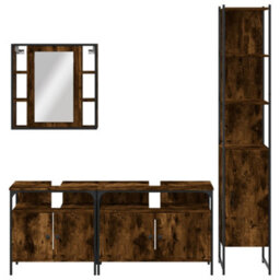 Berkfield 4 Piece Bathroom Cabinet Set Smoked Oak Engineered Wood - thumbnail 6