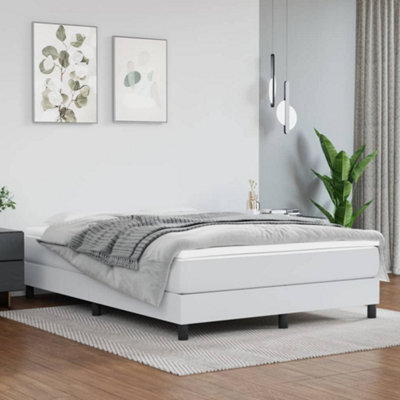 Berkfield Box Spring Bed Frame White 135X190 Cm 4Ft6 Double Faux Leather - image 1