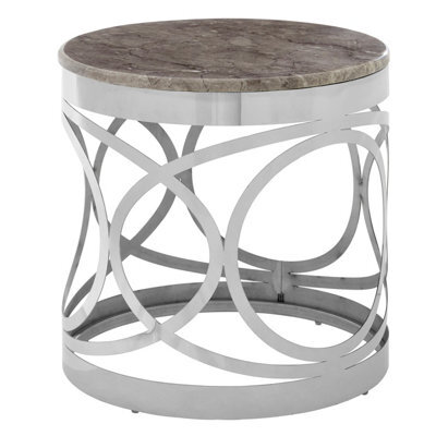 Orsina Decent Marble Side Table For Dinning Room, Elegant Decorative Bedside Table, Stylish Small Round Sidetable - image 1