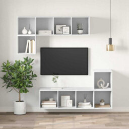 Walplus Wall-Mounted Tv Cabinet White 37X37X107 Cm Engineered Wood - thumbnail 4