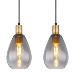 Luminosa Lighting Luminosa Fanni Bar Pendant Ceiling Light Matt Black Smoke Glass Shade 4X E27 - thumbnail 4