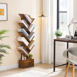 Brown 34 X 18 Bookcase Tree Bookshelf Shelving Unit Floorstanding Book Shelf Storage - thumbnail 2