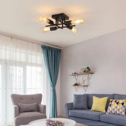 Ceiling Lamp Industrial 4 Lights E27 Metal Base Retro Black - thumbnail 6