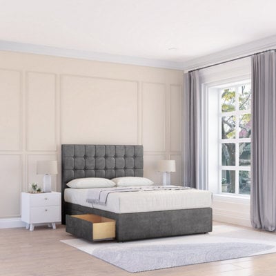 "Sloomy 6Ft Alabama Divan Bed Base Steel Plush ,no Drawers & 26"" Struts Headboard - Super King" - image 1