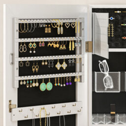 Homcom Door Hanging Or Wall Mounted Jewellery Cabinet W/ Mirror Black Lining - thumbnail 9