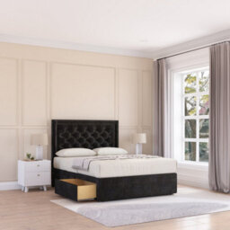 Sloomy Montana Black Plush 6Ft Memory Foam Bed Set With 2 Drawers, Mattress & Headboard- Super King - thumbnail 2