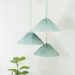 Valuelights Akira Blue 3 Way Hanging Pendant Ceiling Light With Pleated Lampshade - thumbnail 4