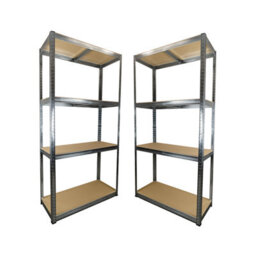 Trade Price Deals 2 Bays Of 4 Tier Galvanised Garage Shelving 1800H X 900W X 400D mm 175Kg