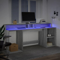 Walplus Desk With Led Lights Grey Sonoma 200X55X91 Cm Engineered Wood - thumbnail 5