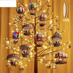 10Pcs Wooden Hot Air Balloon Santa Ornaments  2D Christmas Tree Decorations - thumbnail 4