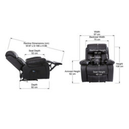 More4Homes Chester Bonded Leather Recliner Armchair Sofa Home Lounge Chair Reclining Gaming (Black) - thumbnail 9