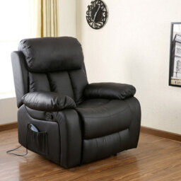 More4Homes Chester Bonded Leather Recliner Armchair Sofa Home Lounge Chair Reclining Gaming (Black) - thumbnail 1