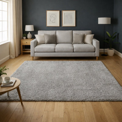 Uetian Silver Shaggy Rug Super Soft Deep Pile For Living Room And Bedroom (160X230) - image 1