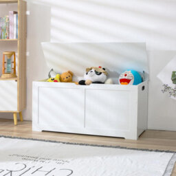 Wooden Toy Box Kids Bench And Storage Chest With Flip Top Lid, Safety Hinges & Handles, Farmhouse Style Organizer For Kids Storage - thumbnail 1