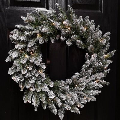 Samuel Alexander 60Cm Snow Tipped Christmas Wreath With 50 Warm White Leds And 160 Bullet Tips - image 1