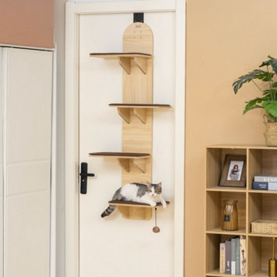 Pawhut 4-Level Cat Tree Door Mounted With Washable Plush Pads, Toy Ball - image 1