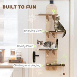 Pawhut 4-Level Cat Tree Door Mounted With Washable Plush Pads, Toy Ball - thumbnail 5