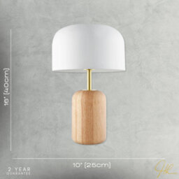 Happy Homewares Modern Designer Wooden Table Lamp With White Gloss Domed Metal Shade - thumbnail 7