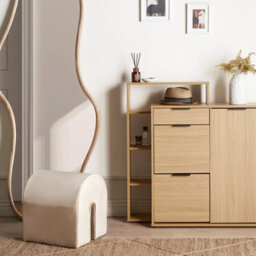 Wyld And Coco Luxehome Wall-Mounted Shoe Storage Cabinet 3 Compartments With Drawer, Brown, W98 X D29 X H100Cm - thumbnail 2