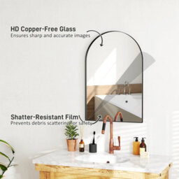 Homcom Arch Bathroom Mirror, Wall Mirror With Steel Frame, 60 X 90Cm, Black - thumbnail 5