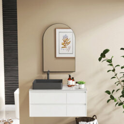 Homcom Arch Bathroom Mirror, Wall Mirror With Steel Frame, 60 X 90Cm, Black - thumbnail 9
