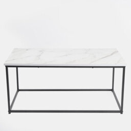Ohs Manhattan Marble Effect Coffee Table Living Room Modern Office Metal Frame Home Decor - thumbnail 4