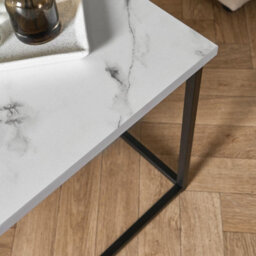 Ohs Manhattan Marble Effect Coffee Table Living Room Modern Office Metal Frame Home Decor - thumbnail 3
