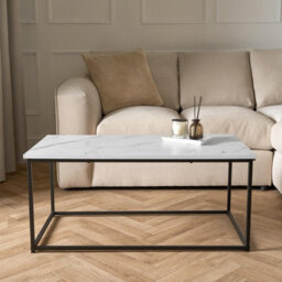 Ohs Manhattan Marble Effect Coffee Table Living Room Modern Office Metal Frame Home Decor - thumbnail 2