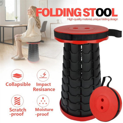 Black&red- Folding Stool Portable Telescopic Seat 180Kg Camping Hiking Travel - image 1