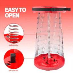 Black&red- Folding Stool Portable Telescopic Seat 180Kg Camping Hiking Travel - thumbnail 4