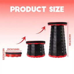Black&red- Folding Stool Portable Telescopic Seat 180Kg Camping Hiking Travel - thumbnail 2