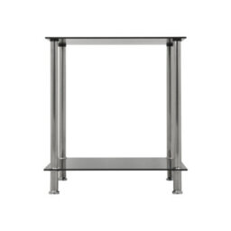 Avf 45Cm X 45Cm 2-Tier Square Lamp Table - Black Glass & Chrome - thumbnail 3